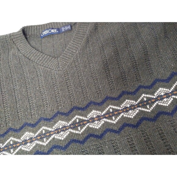 Vintage Cherokee Sweater Size S 90% Cotton Green Made in USA 80s Knit Chunky - Picture 6 of 8